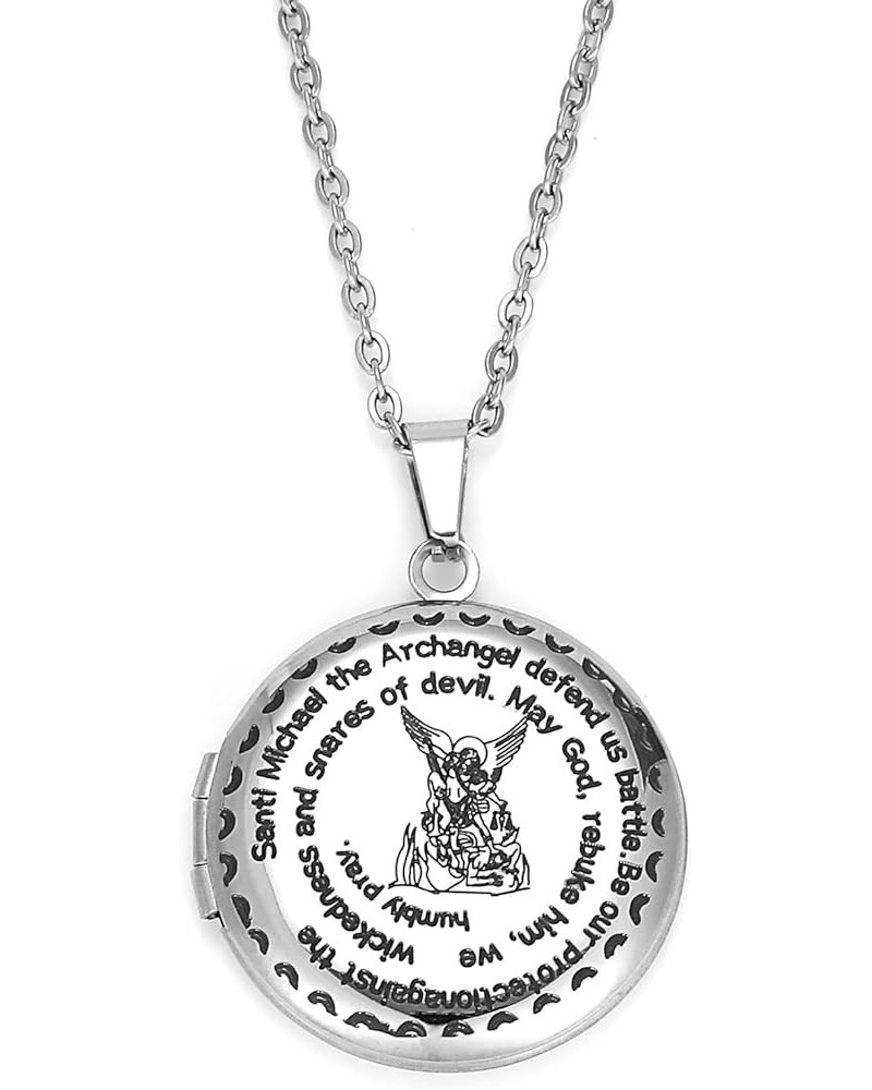 Bible Verse Prayer Locket with English Lord's, That Holds Pictures, Christian Stainless Steel Lockets Gifts for Men Women Gir...