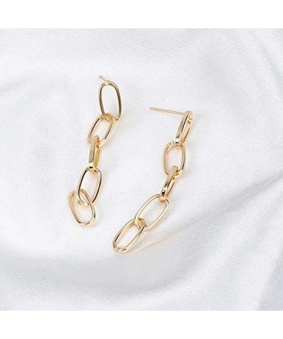 Link Chain Drop Earrings Minimalist paperclip Chain Dangle Earrings for Women Girls Gold Silver gold paperclip chain drop ear...