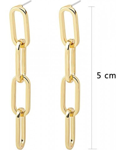 Link Chain Drop Earrings Minimalist paperclip Chain Dangle Earrings for Women Girls Gold Silver gold paperclip chain drop ear...