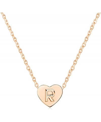 Tiny Love Heart Alphabet A-Z Initial Name Letter Pendant Necklaces for Women Girls Rose Gold Chokers Birthday Anniversary Fri...