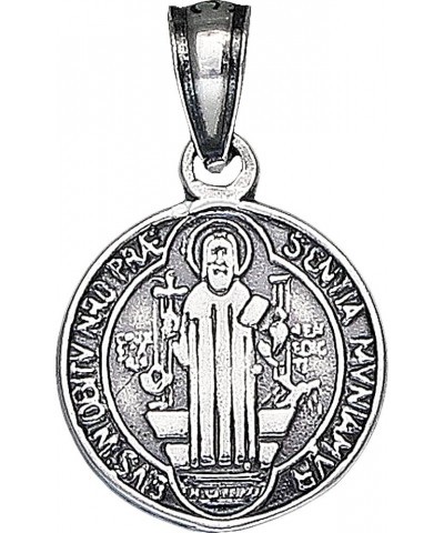 Sterling Silver Saint Benedict Medal Charm Small Pendant Necklace with Chain Without Chain $13.20 Necklaces