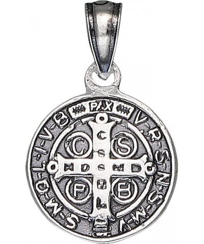 Sterling Silver Saint Benedict Medal Charm Small Pendant Necklace with Chain Without Chain $13.20 Necklaces