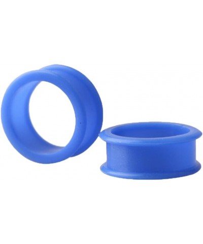 Pair 5/8" (16MM) BLUE SILICONE FLAT FLARE TUNNELS Double Flare Gauges Thin Soft Flexible Flesh Plugs (2pcs) $6.57 Body Jewelry