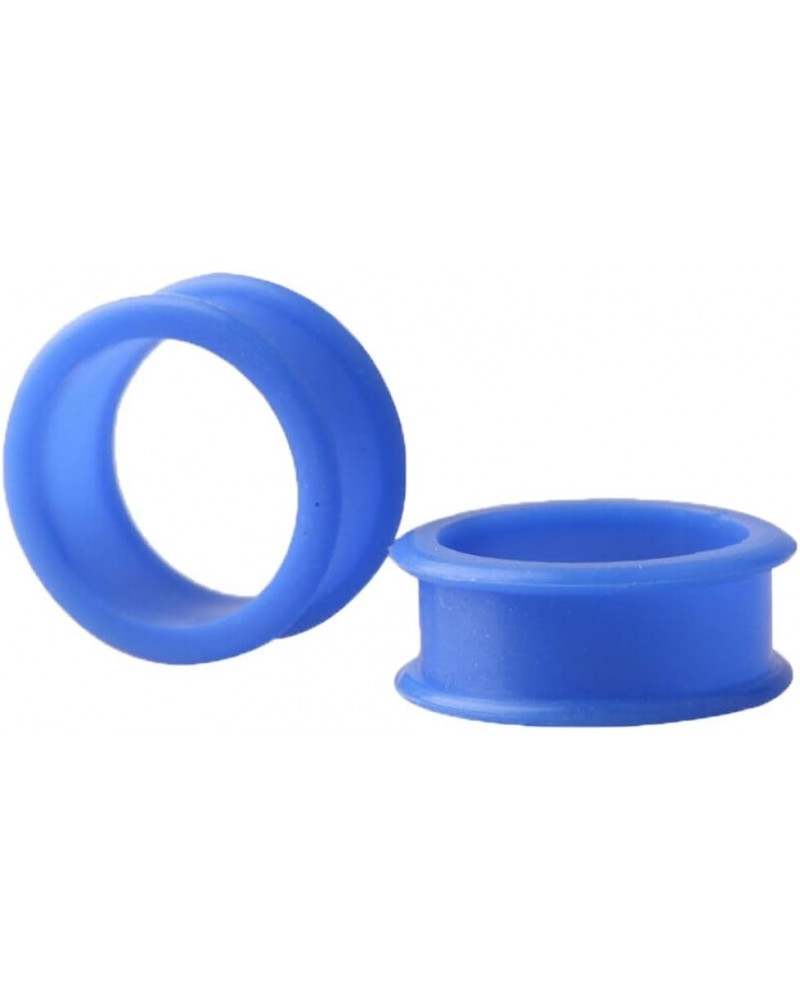 Pair 5/8" (16MM) BLUE SILICONE FLAT FLARE TUNNELS Double Flare Gauges Thin Soft Flexible Flesh Plugs (2pcs) $6.57 Body Jewelry