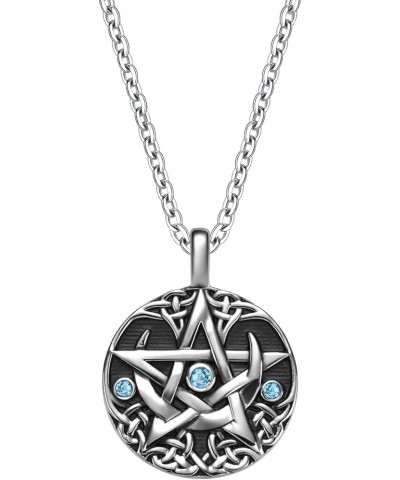 Gothic Jewelry for Women or Men - Pentagram Necklace - Celtic Star and Fire Medallion - Antique Finish Pentacle - Wiccan Paga...