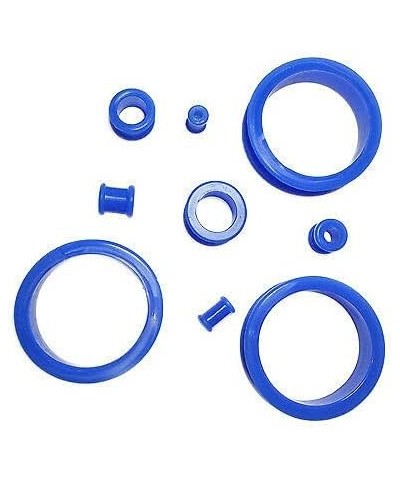 Pair 5/8" (16MM) BLUE SILICONE FLAT FLARE TUNNELS Double Flare Gauges Thin Soft Flexible Flesh Plugs (2pcs) $6.57 Body Jewelry