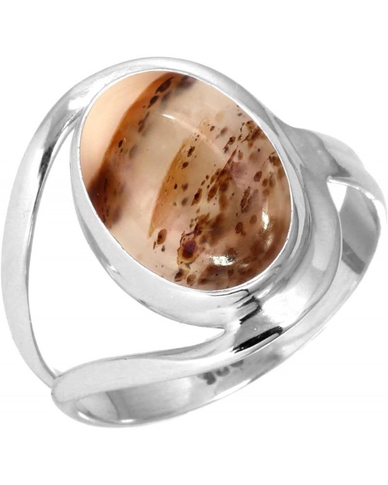 925 Sterling Silver Handmade Ring for Women 10x14 Oval Gemstone Statement Jewelry for Gift (99021_R) Montana Agate $19.71 Rings