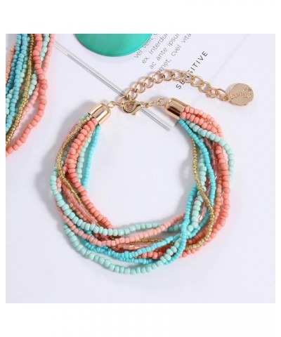 Multi Strand Statement Colorful Beaded Necklace with Big Circle Shell Pendant for Women ST0012 $9.68 Jewelry Sets