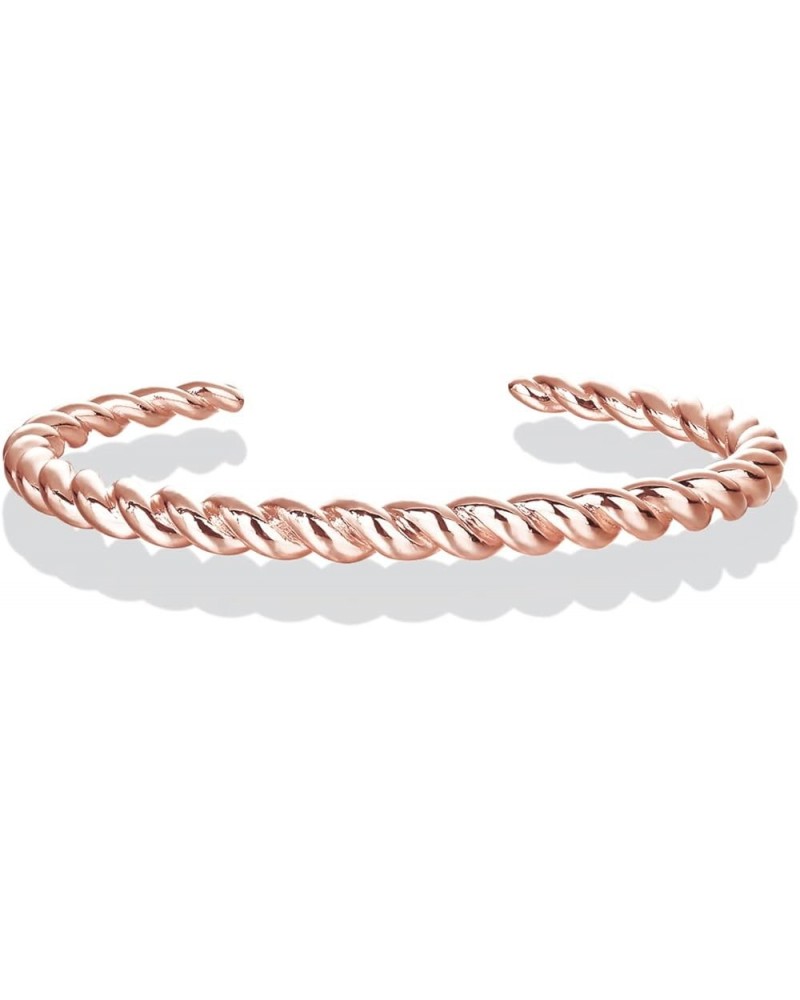 Gold Plated Twisted Chunky Bangle Bracelet | 14K Gold Plated | Lightweight Everyday Jewelry Rose Gold 6.5 Inches $11.86 Brace...