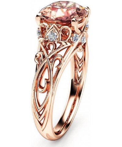 Square Princess Cut Champagne Topaz Zirconia Ring, Women's 14K Rose Gold Plated Filigree Morganite Art Deco Cocktail Rings Si...