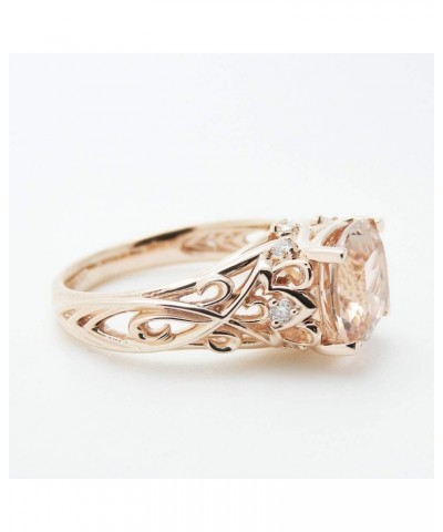 Square Princess Cut Champagne Topaz Zirconia Ring, Women's 14K Rose Gold Plated Filigree Morganite Art Deco Cocktail Rings Si...