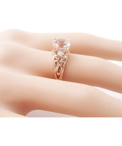 Square Princess Cut Champagne Topaz Zirconia Ring, Women's 14K Rose Gold Plated Filigree Morganite Art Deco Cocktail Rings Si...