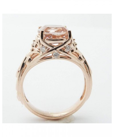 Square Princess Cut Champagne Topaz Zirconia Ring, Women's 14K Rose Gold Plated Filigree Morganite Art Deco Cocktail Rings Si...