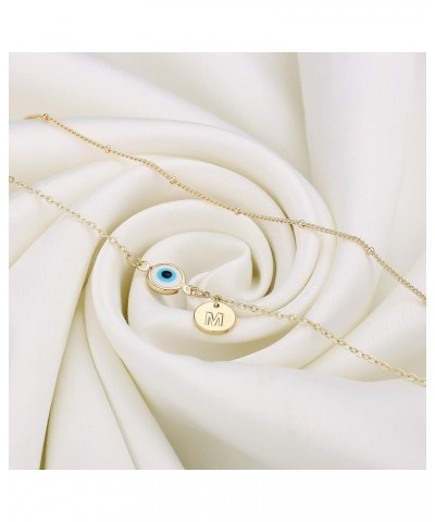 Evil Eye Ankle Bracelets for Women, 14K Gold Plated Dainty Disc Letter Initial Ankle Bracelets Layered Anklet Evil Eye Ankle ...