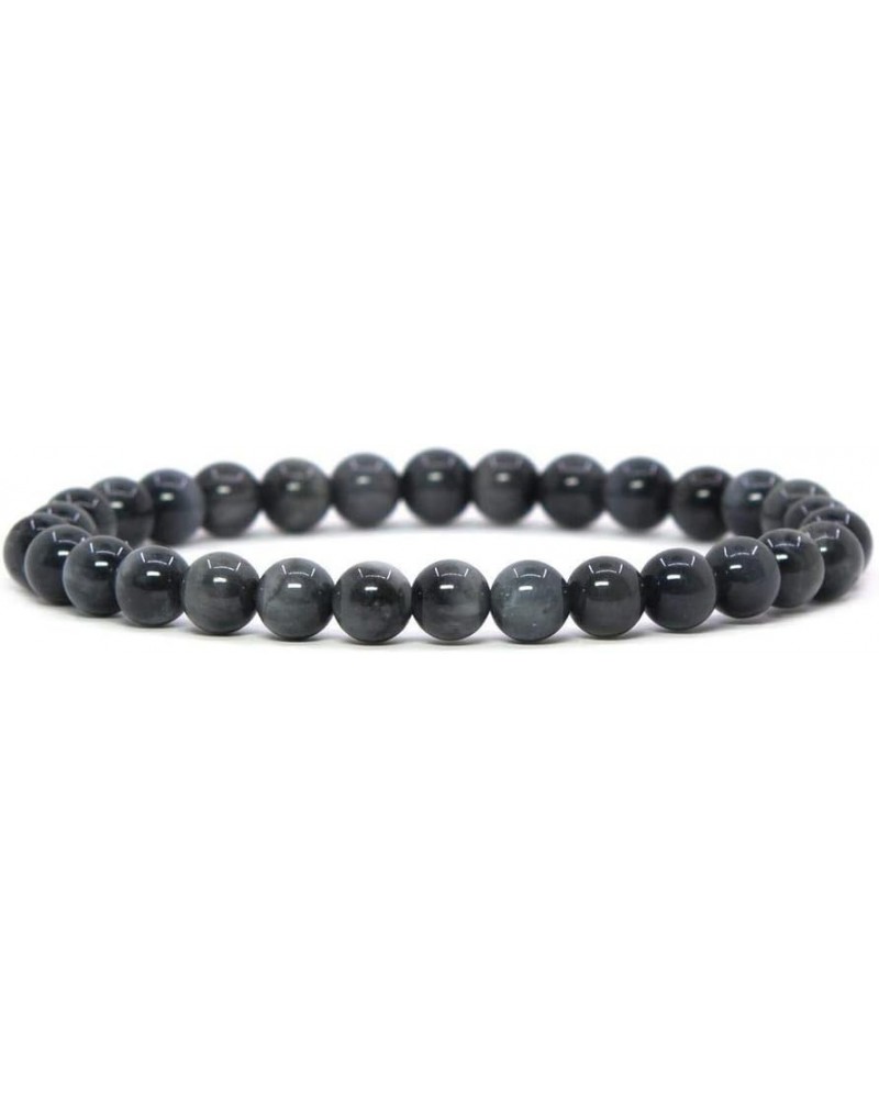 Gem Semi Precious Gemstone 6mm Round Beads Stretch Bracelet 6.5 Inch Unisex Hawk's Eye Quartz $12.97 Bracelets