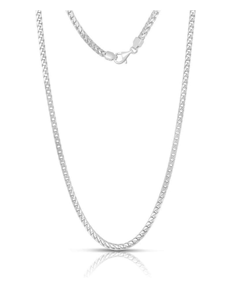 .925 Rhodium Plated Sterling Silver 1mm, 1.5mm, 2mm, 3mm or 3.5mm Franco Chain Necklace 30.0 Inches 3.5mm $18.28 Necklaces