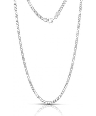 .925 Rhodium Plated Sterling Silver 1mm, 1.5mm, 2mm, 3mm or 3.5mm Franco Chain Necklace 30.0 Inches 3.5mm $18.28 Necklaces