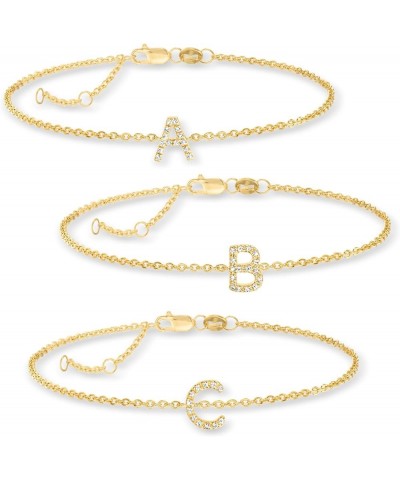 Diamond-Accented Initial Bracelet in 18kt Gold Over Sterling 7-inch (F) $50.76 Bracelets