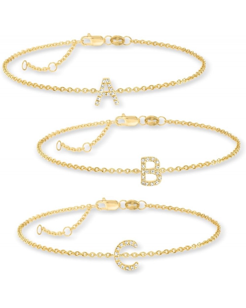 Diamond-Accented Initial Bracelet in 18kt Gold Over Sterling 7-inch (F) $50.76 Bracelets