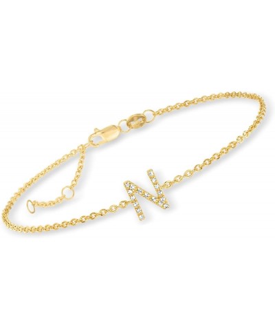 Diamond-Accented Initial Bracelet in 18kt Gold Over Sterling 7-inch (F) $50.76 Bracelets