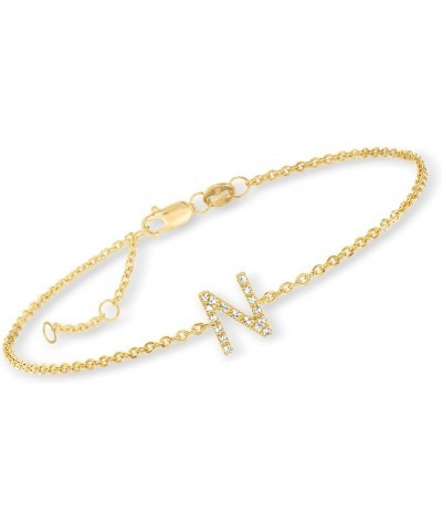 Diamond-Accented Initial Bracelet in 18kt Gold Over Sterling 7-inch (F) $50.76 Bracelets