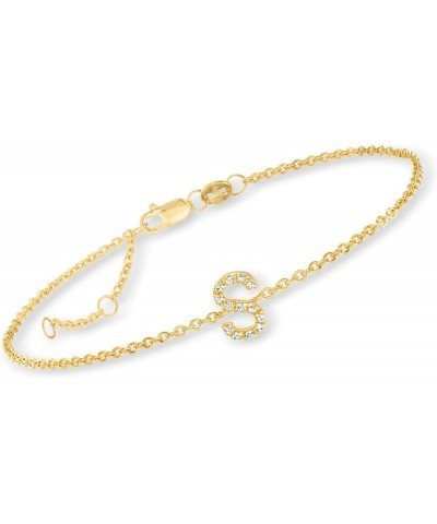 Diamond-Accented Initial Bracelet in 18kt Gold Over Sterling 7-inch (F) $50.76 Bracelets