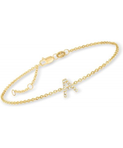 Diamond-Accented Initial Bracelet in 18kt Gold Over Sterling 7-inch (F) $50.76 Bracelets