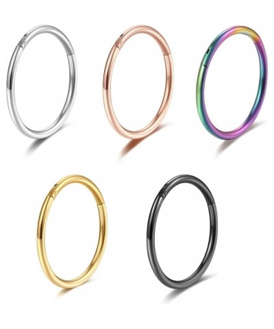 5 Pcs 20G 18G 16G Nose Rings Hoop Set 316L Surgical Steel Earrings Tragus Septum Piercing Cartilage Hoop For Women Men 16g 12...