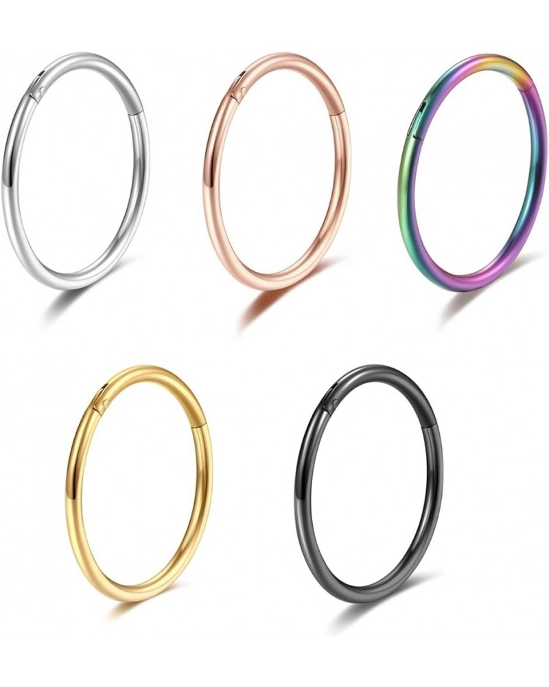 5 Pcs 20G 18G 16G Nose Rings Hoop Set 316L Surgical Steel Earrings Tragus Septum Piercing Cartilage Hoop For Women Men 16g 12...