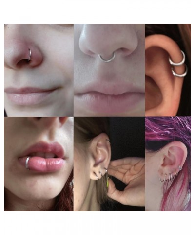 5 Pcs 20G 18G 16G Nose Rings Hoop Set 316L Surgical Steel Earrings Tragus Septum Piercing Cartilage Hoop For Women Men 16g 12...