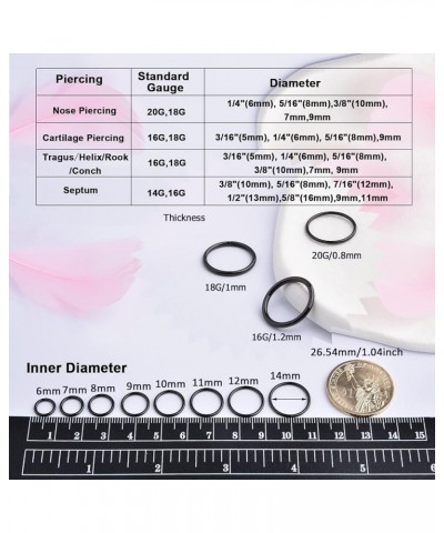 5 Pcs 20G 18G 16G Nose Rings Hoop Set 316L Surgical Steel Earrings Tragus Septum Piercing Cartilage Hoop For Women Men 16g 12...