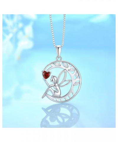 Guardian Angel Necklace 925 Sterling Silver Tree of Life Pendant Necklace Fairy Moon Necklace with Birthstone Cubic Zirconia ...