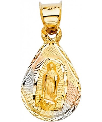 14K Tri Color Gold Diamond Cut Our Lady of Guadalupe Stamp Charm Pendant with 1.5mm Valentino Chain Necklace 16.0 Inches $71....