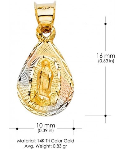 14K Tri Color Gold Diamond Cut Our Lady of Guadalupe Stamp Charm Pendant with 1.5mm Valentino Chain Necklace 16.0 Inches $71....