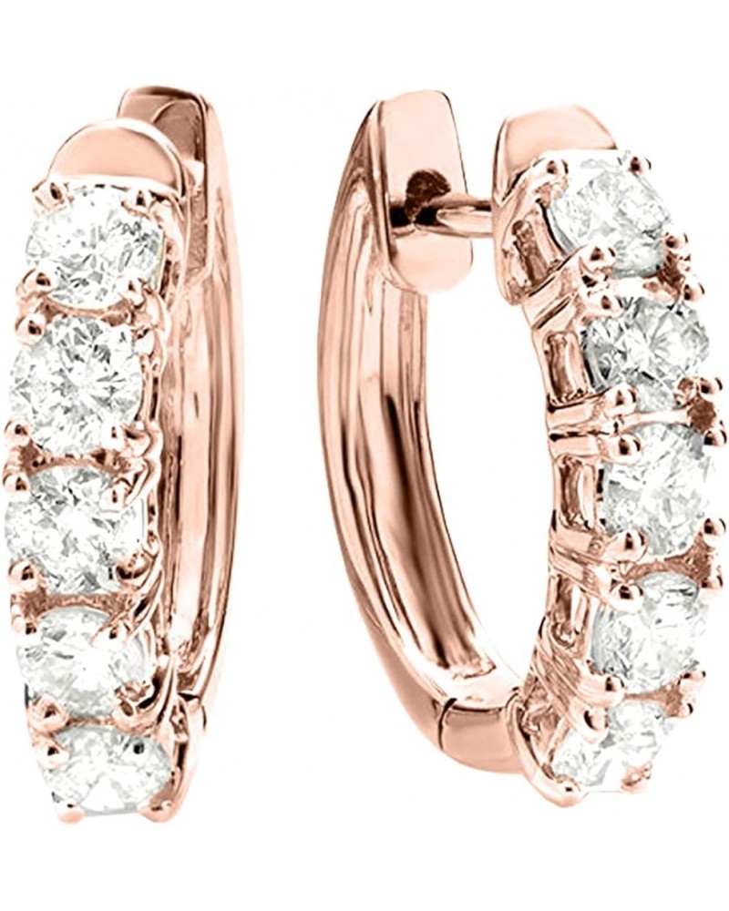 1-5 Carat Huggies Hoop Diamond Earrings 14K Gold Value Collection 4.01 Carat 14K Rose Gold $681.63 Earrings