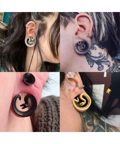 2PCS Ear Gauges Fashion Snake Saddle Ear Plugs Tunnels 316 Stainless Steel Hypoallergenic Earrings Plugs for Ears Expander Pa...