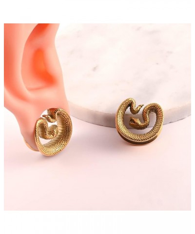 2PCS Ear Gauges Fashion Snake Saddle Ear Plugs Tunnels 316 Stainless Steel Hypoallergenic Earrings Plugs for Ears Expander Pa...