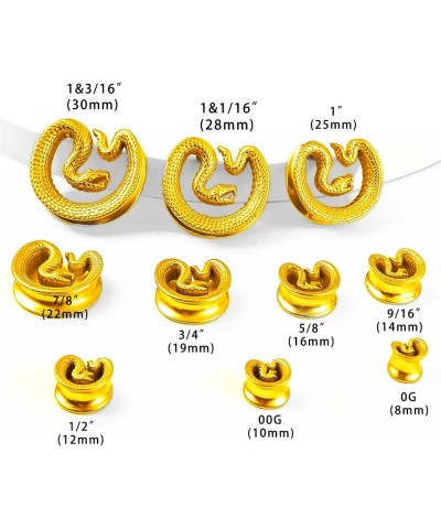 2PCS Ear Gauges Fashion Snake Saddle Ear Plugs Tunnels 316 Stainless Steel Hypoallergenic Earrings Plugs for Ears Expander Pa...