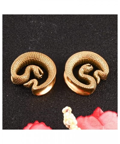 2PCS Ear Gauges Fashion Snake Saddle Ear Plugs Tunnels 316 Stainless Steel Hypoallergenic Earrings Plugs for Ears Expander Pa...