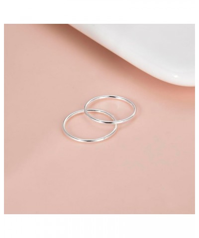 925 Sterling Silver 1.2mm Stacked Midi Thin Rings for Women Knuckle Ring Band Stacking Ring Set Size 2.5-8.5 silver-2pcs:6.75...