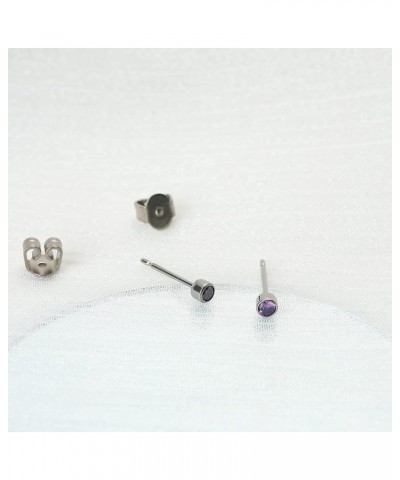 3mm Tiny Titanium Earrings Birthstone Stud Earrings for Women, Small Cubic Zirconia Helix/Cartilage/Tragus/Second Hole Earrin...