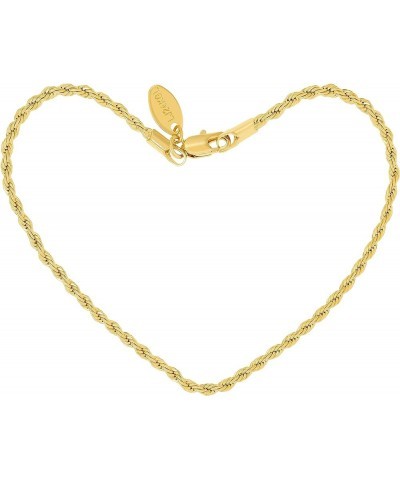 2mm Rope Chain Anklet for Women & Men 24k Gold Plated Bracelet Gold 9 inches $16.79 Anklets