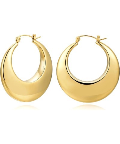 Chunky Gold Hoop Earrings for Women, Large or Small Thick Huggie Gold Hoop Earrings, Hypoallergenic Titanium Steel Gold Plate...