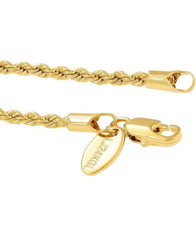 2mm Rope Chain Anklet for Women & Men 24k Gold Plated Bracelet Gold 9 inches $16.79 Anklets