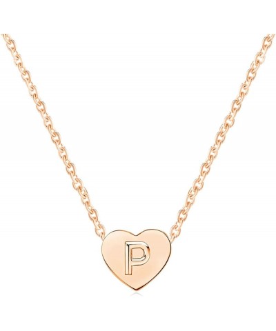 Tiny Love Heart Alphabet A-Z Initial Name Letter Pendant Necklaces for Women Girls Rose Gold Chokers Birthday Anniversary Fri...