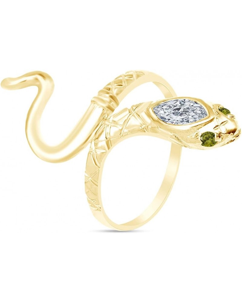 14k Yellow Gold Over Sterling Silver Simulated Birthstone With Cubic Zirconia Snake Band Ring Jewelry For Ladies Peridot $24....