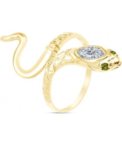 14k Yellow Gold Over Sterling Silver Simulated Birthstone With Cubic Zirconia Snake Band Ring Jewelry For Ladies Peridot $24....