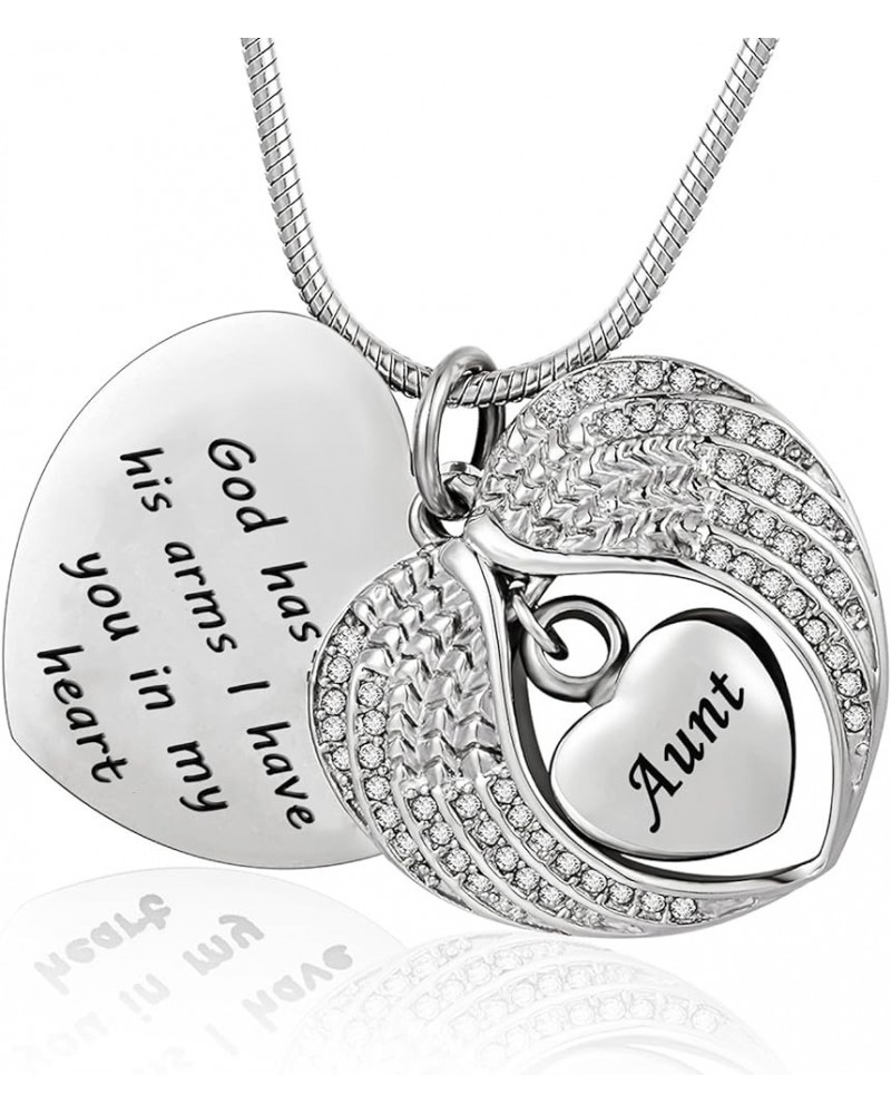 Unisex Angel Wing Memorial Keepsake Ashes Urn Pendant Necklace,God has you in his arms I have you in my heart Aunt $9.84 Neck...