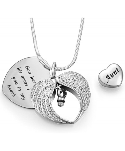 Unisex Angel Wing Memorial Keepsake Ashes Urn Pendant Necklace,God has you in his arms I have you in my heart Aunt $9.84 Neck...