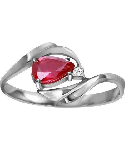 0.61 ct 14k Rose Solid Gold Ring Pear Shape Ruby Round Diamond White Gold $124.74 Rings